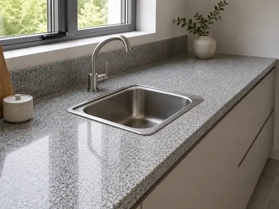 Trabajo realizado en Granito Gris Mara — obra de Granimar, marmolería en Lanús y Hudson