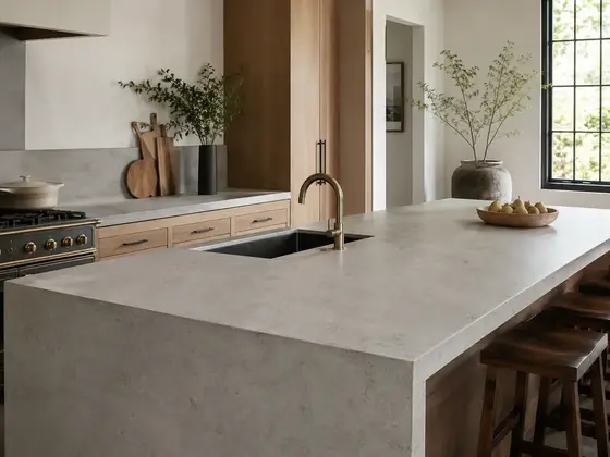 Trabajo realizado en Neolith Beton — obra de Granimar, marmolería en Lanús y Hudson
