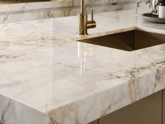 Trabajo realizado en Neolith Calacatta Luxe — obra de Granimar, marmolería en Lanús y Hudson