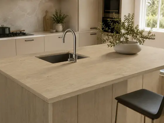 Trabajo realizado en Neolith La Boheme B02 — obra de Granimar, marmolería en Lanús y Hudson