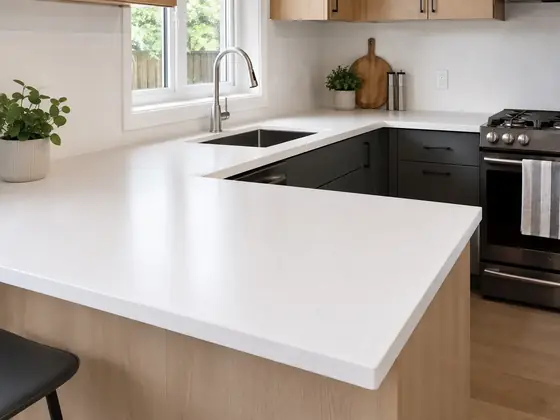Mesada de cocina en Silestone Miami White — obra de Granimar, marmolería en Lanús y Hudson